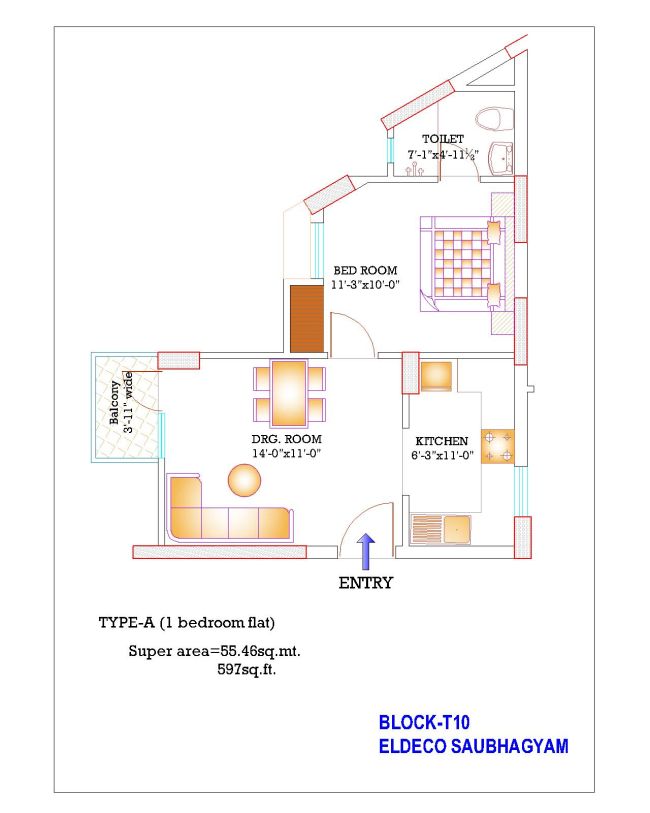 1bhk type A, T10